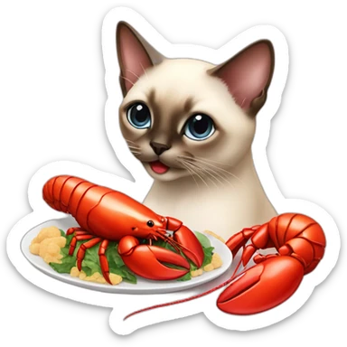 siamese cat eating lobster sticker