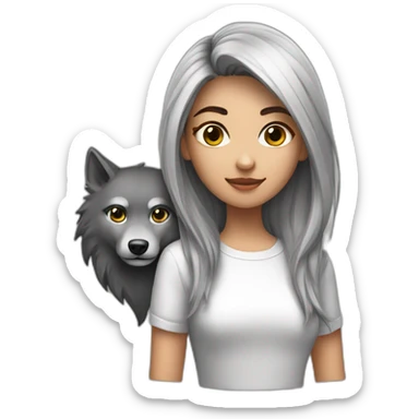 A girl with a wolfcut sticker