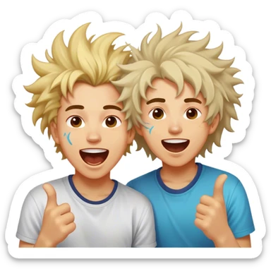 Two crazy people with wild expressions, one with messy hair and an energetic vibe, while the other laughs uncontrollably, both showing a chaotic yet fun energy sticker
