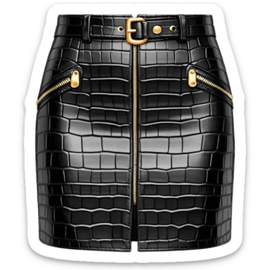 super realistic black crocodile leather mini skirt sticker