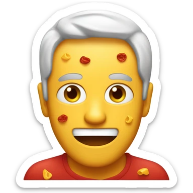 A man soaked in chili cheese sticker