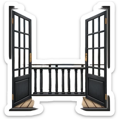 balcony with doors made out of wood sticker
