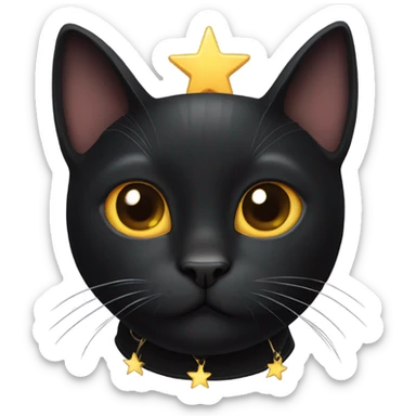 Black cat with a star collar  sticker