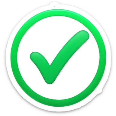 Green circle with white tick inside sticker
