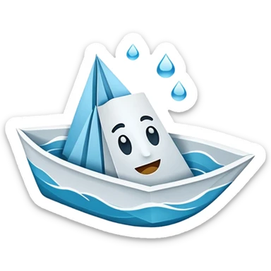 emoji de barco de papel de color blanco o celeste sticker