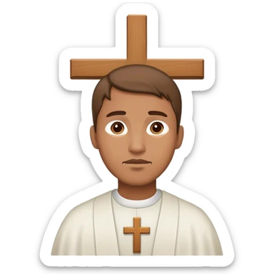 Ash Wednesday, man with a cross on forehead from church sticker