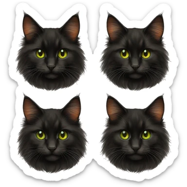 Black orange Maine Coon cat green eyes sticker