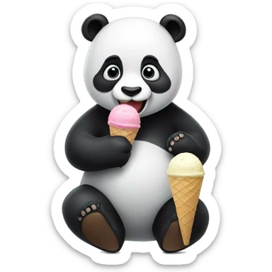 Panda eating ice cream sticker