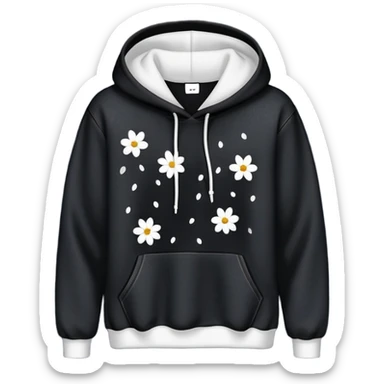 The BLACK Denim Tears Hoodie features a black base with distinctive white open flower spots with empty space in the middle, These hollow ring-like patterns are scattered across. sticker