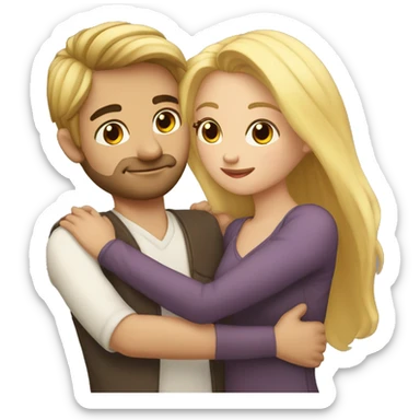 Abrazo de moreno y rubia sticker