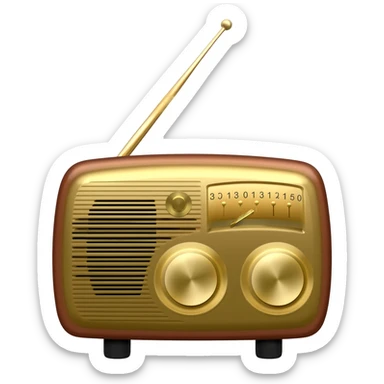 Radio antigua, con ondas de sonidoy notas musicales alrrededor sticker