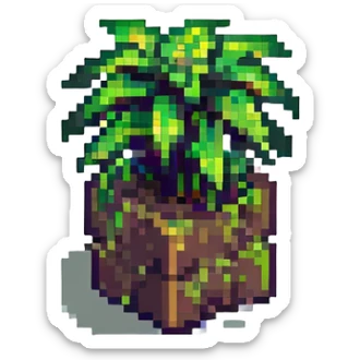 blocky minimal square pixel art Minecraft grass block, very simple shapes sticker