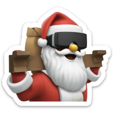 Santa in sledge in vr headset sticker