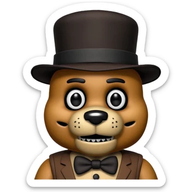 Freddy Fazbear with black and tiny hat from Five Nights At Freddy's Movie sticker