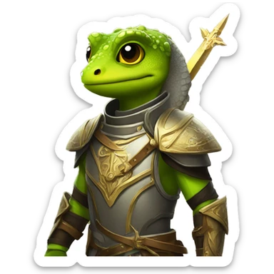 a gecko as an holy paladin sticker