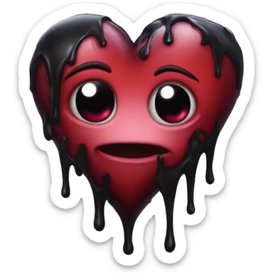 melting gothic heart in ded sticker