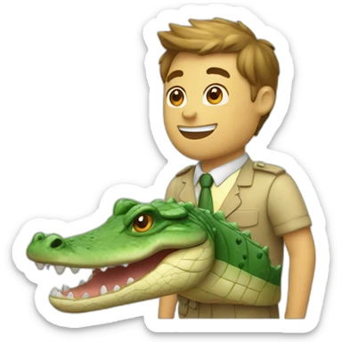 Crocodile golding a cream sticker