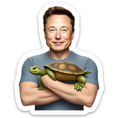 Elon Musk qui caresse une tortue sticker