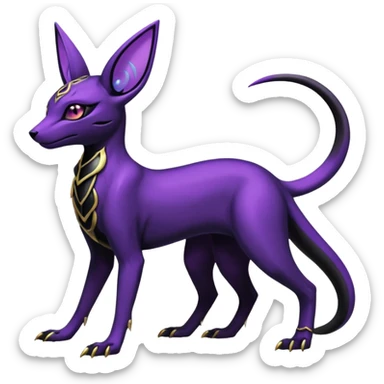 Shiny Dark Edgy Gothic Gloomy Futuristic Salandit-Umbreon-Espeon-Anubis-Hybrid (Full body) sticker