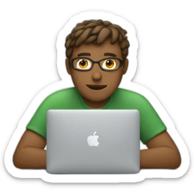 Guy coding on the macbook sticker
