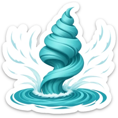 Swirling tornado coming out of the water mark the colur teal with arms and legs coming out the side in a storm sticker