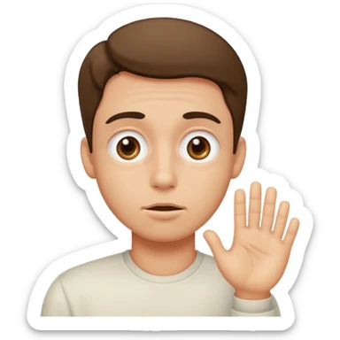 A guy saying please with puffy eyes sticker