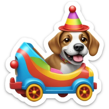 Dog in a clown car sticker