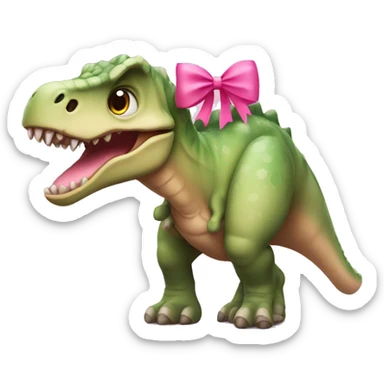 dinosaur with pink bow on its head sticker