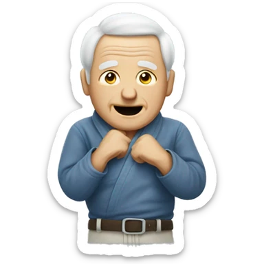 judo between old people in jeans sticker