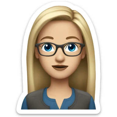 diana dark blonde straight hair, blue eyes, glasses  sticker