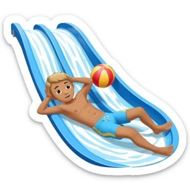 a boy that is sliding on his belly in ON his belly from a waterslide head first on his belly sticker
