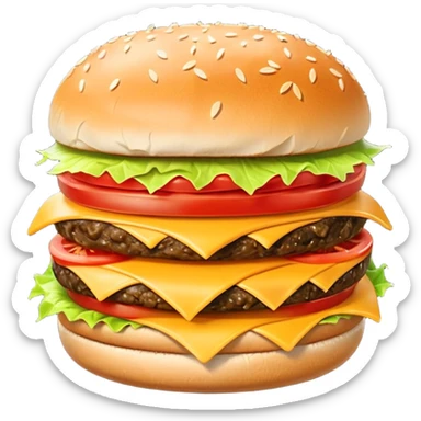 short, single patty cheeseburger with classic toppings sticker