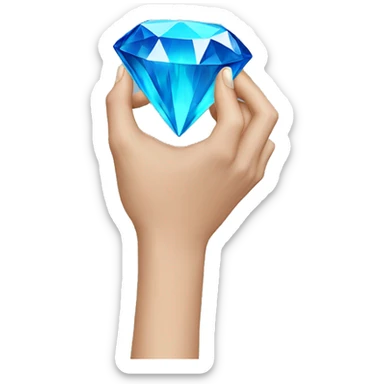 hands holding a blue diamond sticker