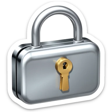 A chrome silver lock and key emoji, smooth metallic surfaces, glossy reflections, luxury swag vibe, minimal iOS emoji style, centered on clean white background sticker