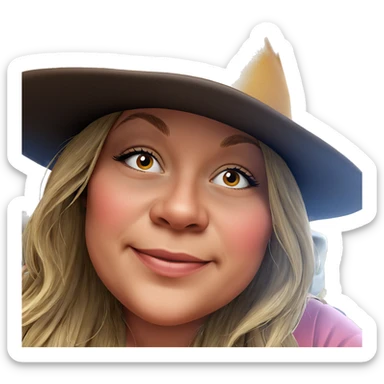 cheerful girl in a hat sticker