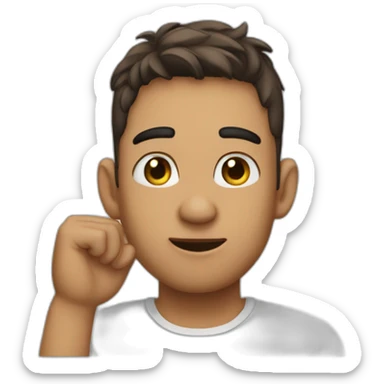 mewing, perfect jawline, hand on ear, deaf emoji type vibe sticker