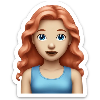 Long red hair girl with blue eyes and pink lips sticker
