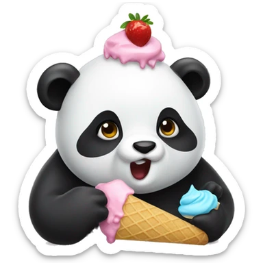 Panda eating ice cream sticker