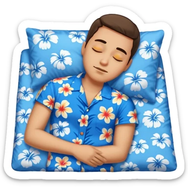Guy wearing blue Hawaiian shirt sleeping sticker