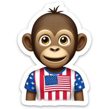 Monkey with American Flag Shirt sticker