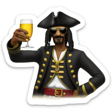 Snoop dog as a pirates gives a toast sticker