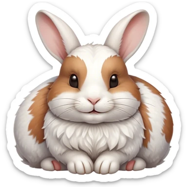 Meme-Worthy Cute Sleeping White and Brown Rabbit Portrait Emoji, Head resting peacefully with a contented smile, showcasing a delightfully balanced build and a luxuriously soft patterned fur of white and brown, eyes shut in a serene nap, Simplified yet hilariously adorable features, highly detailed, glowing with a soft, drowsy light, high shine, relaxed and utterly lovable, stylized with an air of playful laziness, bright and heartwarming, soft glowing outline, capturing the essence of a comically sleepy bunny, so meme-worthy it feels like it could instantly become the next viral sensation of adorable slumber! sticker
