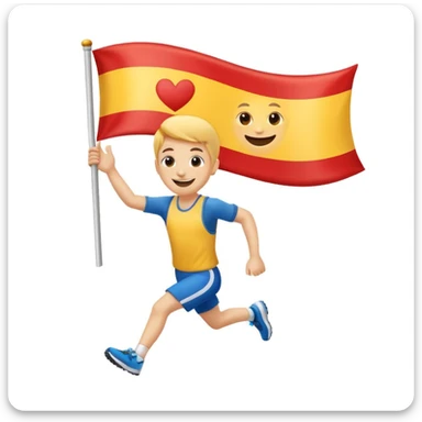 happy runner waving a flag that says 'emojiland' sticker