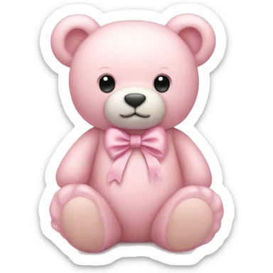  pale pink stuffed bear with bow sticker