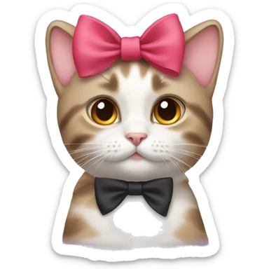 Cat wearing a bow on her head  sticker