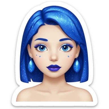 blue lipstick with glitter sticker
