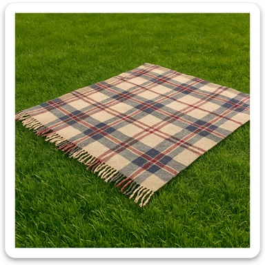 Green grass with a plaid blanket on it sticker
