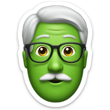 mustache man with glasses with green skin sticker