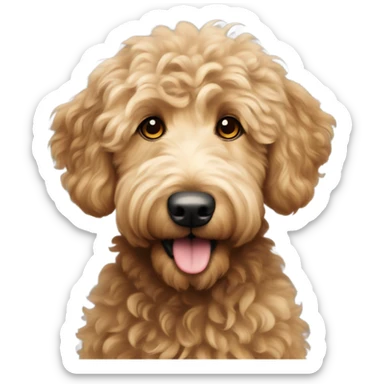 A fluffy, curly goldendoodle  sticker