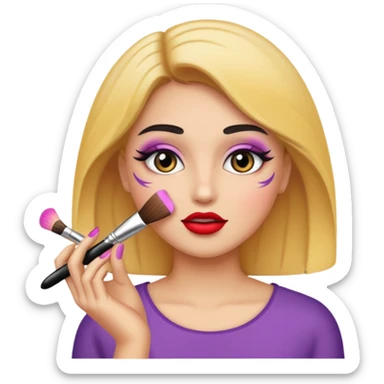 Putting on makeup sticker